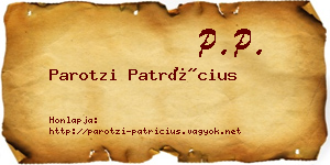 Parotzi Patrícius névjegykártya